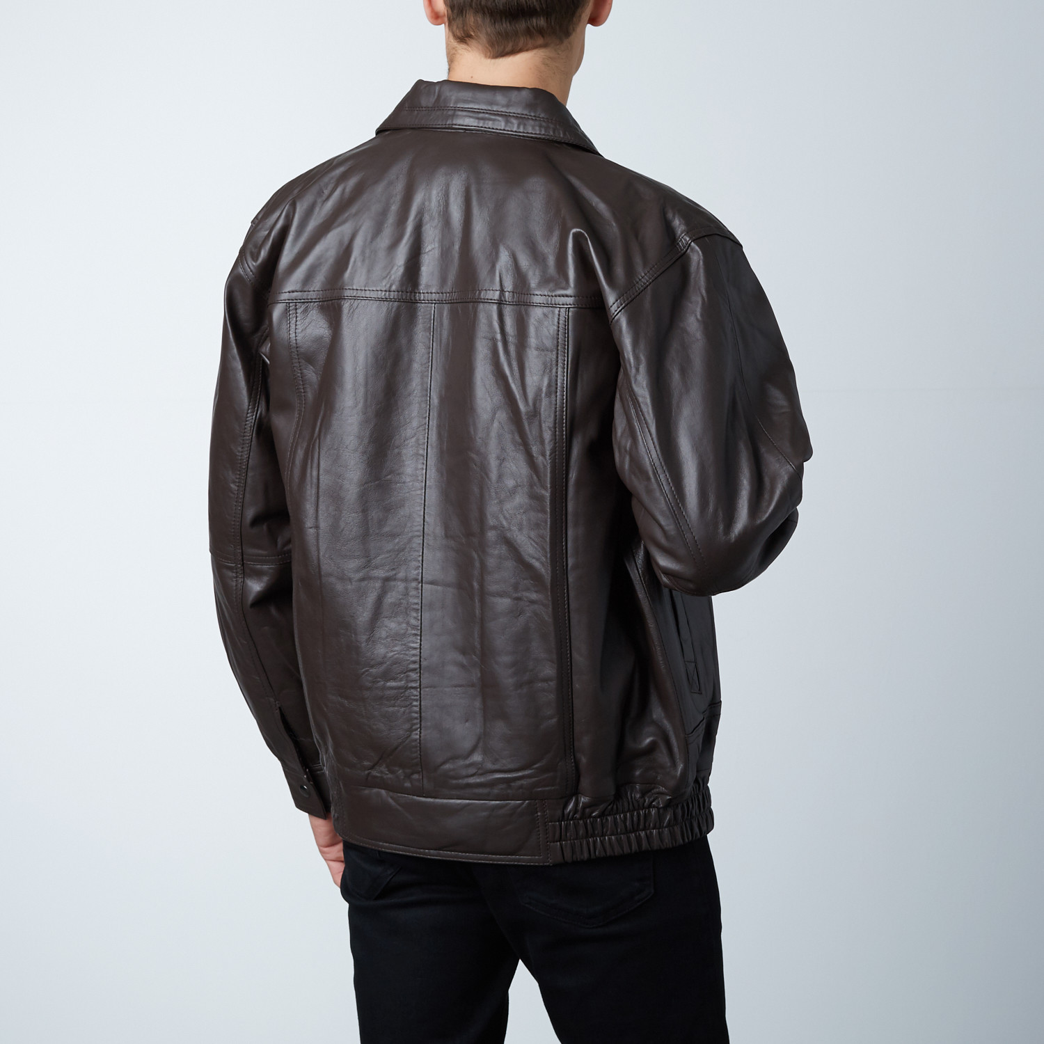 Spread Collar Bomber Jacket // Brown (2XL) - Woodland Leather - Touch ...
