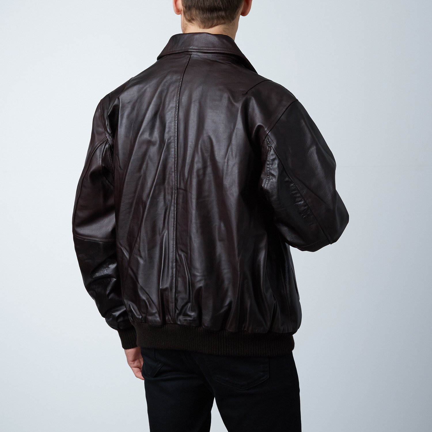 Fleece Collar Bomber Jacket // Burgundy (XS) - Woodland Leather - Touch ...