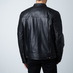 Painted Leather Double Zip Jacket // Black (3XL)