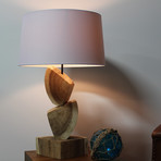 Stacked Wood Quarters Table Lamp