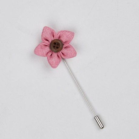 Lapel Flower // Pink + Wooden Button