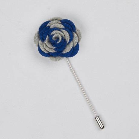 Lapel Flower // Gray + Blue