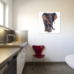 Ornate Elephant III In Color II (18"W x 18"H x 0.75"D)