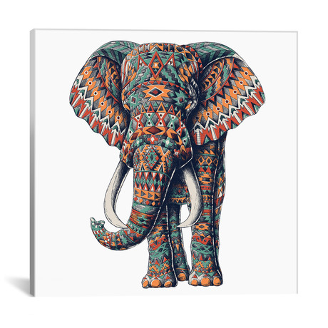 Ornate Tribal Elephant In Color I (18"W x 18"H x 0.75"D)