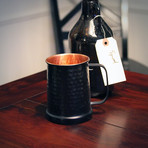 Hammered Copper Beer Stein // Matte Black Finish // 20 oz