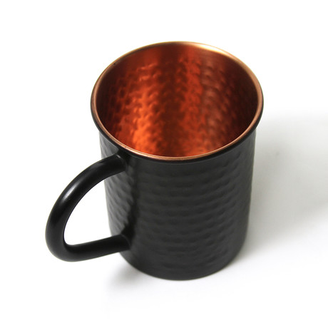 Hammered Copper Mug // Matte Black Finish // 16 oz