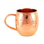 Hammered Copper Barrel Shape Mug // 16oz (Single)