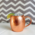 Hammered Copper Barrel Shape Mug // 16oz (Single)