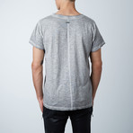 Wide Neck Raw Tee // Cloud Gray (L)