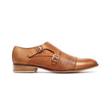 Textured Monk Strap Dress Shoes // Cognac (US: 6.5)