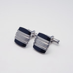 Meisterstuck Square Onyx + Stainless Steel Cuff Links // Silver + Black
