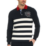 Haag Polo Sweatshirt // Dark Navy Striped (L)