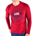 Hewitt T-Shirt Long Sleeve // Dark Red + Multi (S)