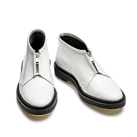 Leather Low-Zip Boots // White (Euro: 39)