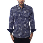 Angelo Button-Up // Patch Print Design // Navy (XL)