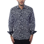 Dean Button-Up // Modern Cut Abstract Graphic Print // Black (S)