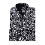 Dean Button-Up // Modern Cut Abstract Graphic Print // Black (S)