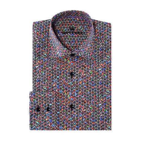 Luis Button-Up // Graphic Abstract Print // Orange Multicolor (2XL)