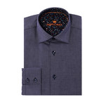 David Button-Up // Solid Graphic Print // Navy (XL)