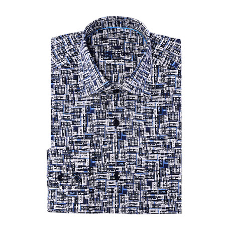Tony Button-Up // Cassette Graphic Print // Navy (XS)