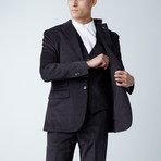 Notch Lapel Pick Stitch Vested Suit// Charcoal Marled (US: 36S)