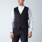 Notch Lapel Pick Stitch Vested Suit// Charcoal Marled (US: 38R)