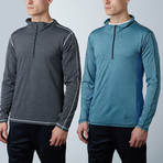 Parry Fitness Tech Pullover // Marbled Blue + Charcoal // Pack of 2 (XS)