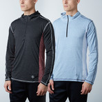 Parry Fitness Tech Pullover // Black + Blue // Pack of 2 (L)