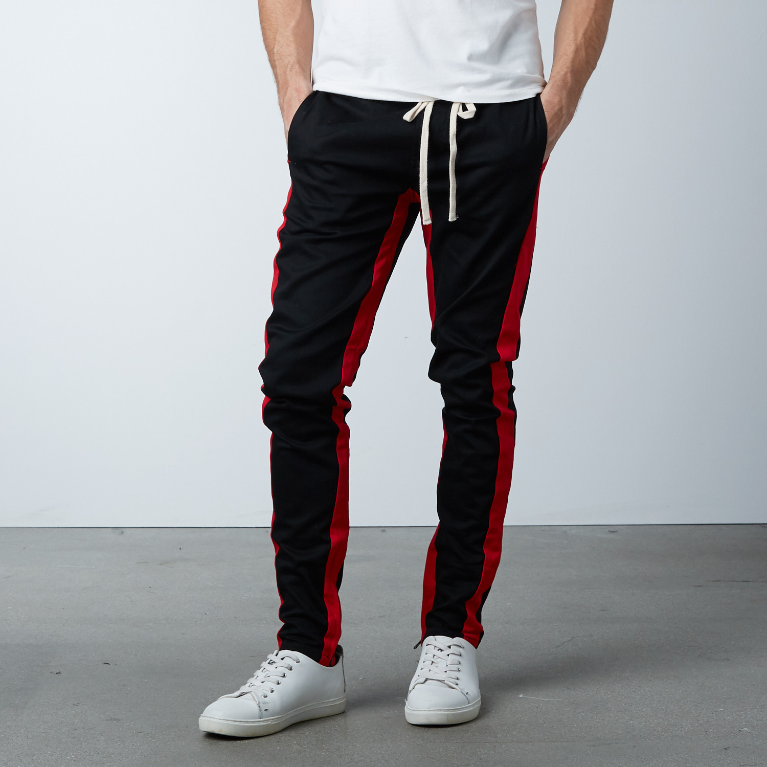 red pants with black stripe