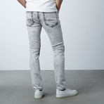 Leather Knee Patch Overdyed Jeans // Ice Gray (38WX32L)
