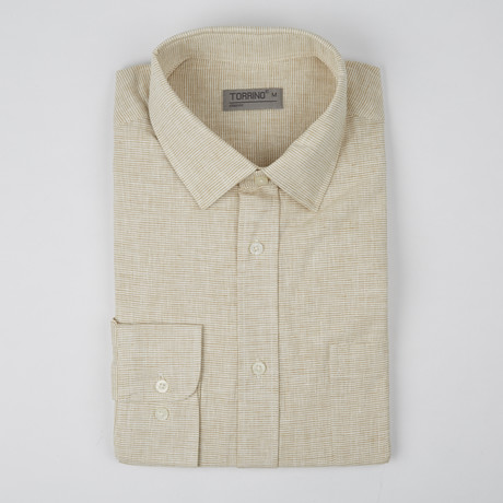 Button-Up Shirt // Textured Brown (L)