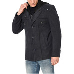 Henry Coat // Patterned Dark Blue (XXL)