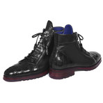 Genuine Crocodile + Calfskin Side Zipper Boots // Black (Euro: 43)