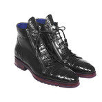 Genuine Crocodile + Calfskin Side Zipper Boots // Black (Euro: 38)