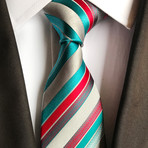 Leitner Tie // White + Green + Red