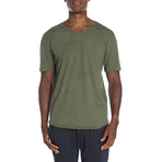 Short Sleeve V Neck Tee // Heather Green (L)