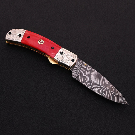 Damascus Folding Knife  // 2604