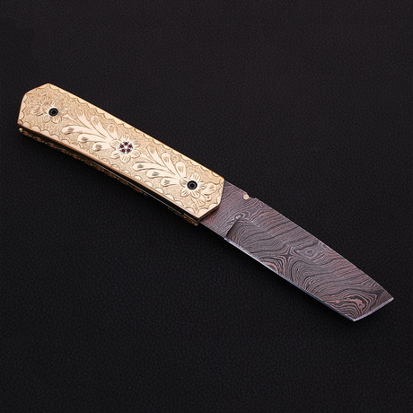 Damascus Tanto Folding Knife  // 2607