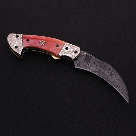 Damascus Karambit Folding Knife  // 2608