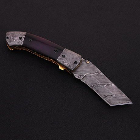 Damascus Tanto Folding Knife  // 2611