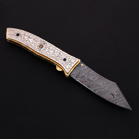 Damascus Folding Knife  // 2628