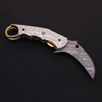 Damascus Karambit Folding Knife  // 2637