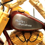 Harley-Davidson Motorcycle // Hand-Carved Wooden // Quebec Folk Art