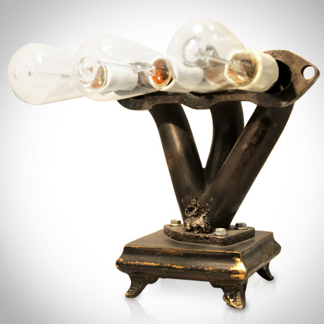 Steampunk Car Exhaust Manifold // Handmade Lamp