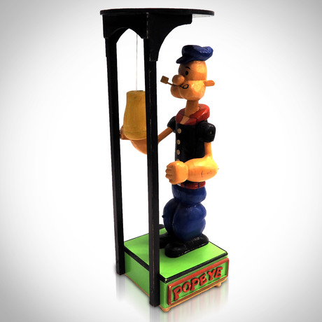 Popeye Mechanical Boxing Motion // Large Wooden Handcrafted Folk Art