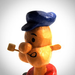 Popeye Mechanical Boxing Motion // Large Wooden Handcrafted Folk Art