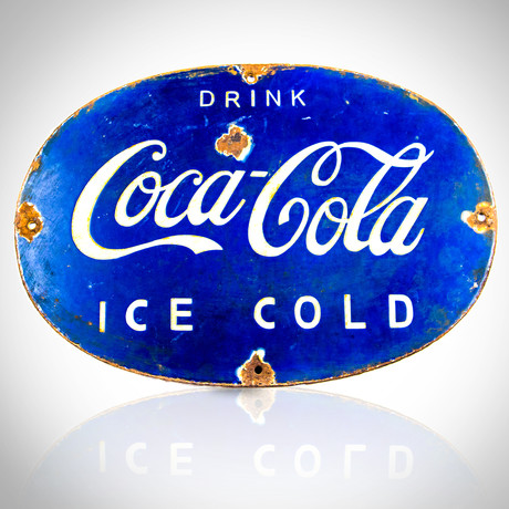 Blue Coca-Cola // Vintage Original 30-40'S South America Sign