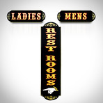 Gold Leaf Restroom Traditional Wood Plank Signs // Men + Ladies