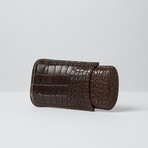 Deep Croco Embossed Leather Cigar Case // Big 3-Finger (Black)