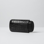 Deep Croco Embossed Leather Cigar Case // Standard (Black)